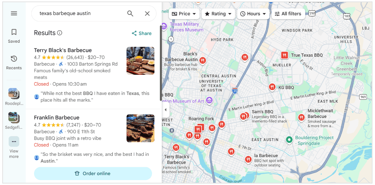 Texas barbecue example